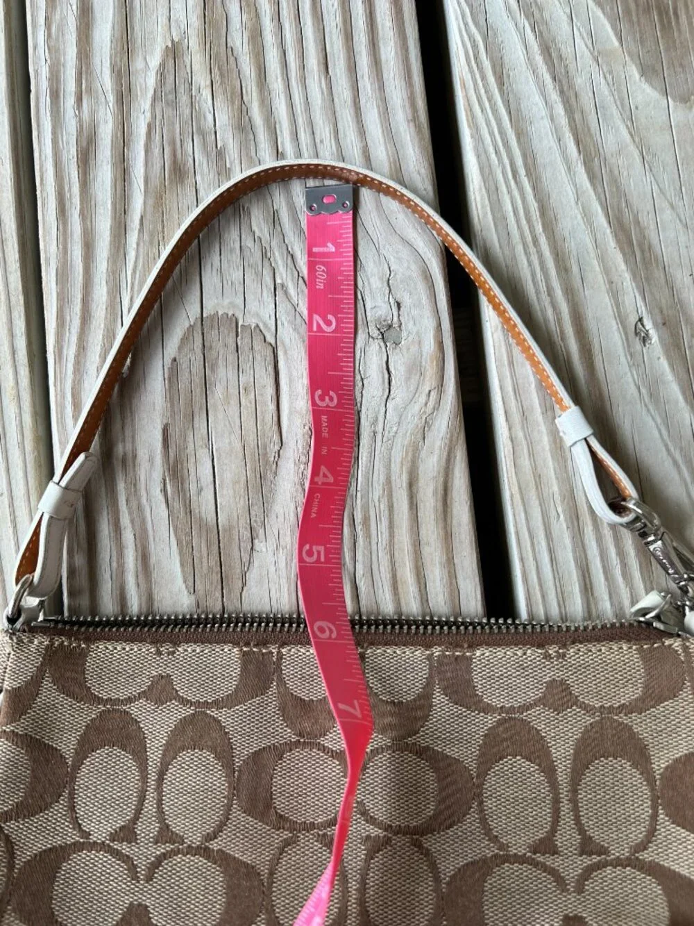 Vintage Coach Signature Jacquard Demi bag brown white leather Y2K shoulder bag - Picture 3 of 16